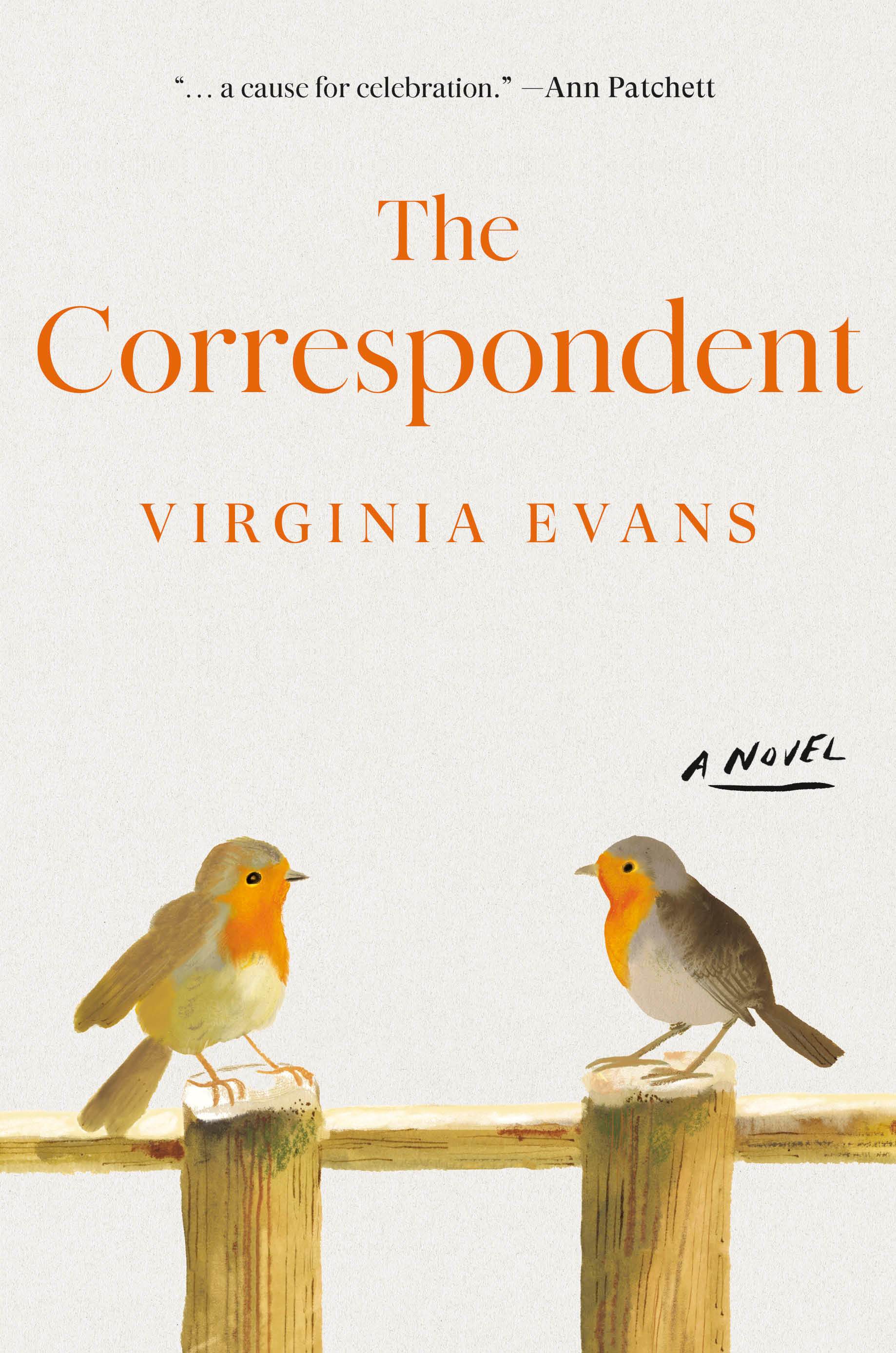 Cream cover of The Correspondent by Virginia Evans with two birds facing each other